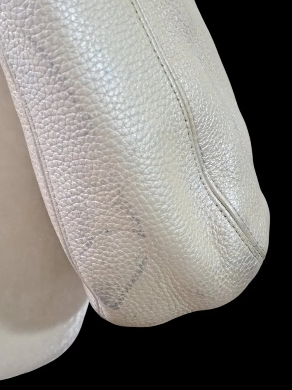 Brighton Women's Cream Pearl Pebbled Leather Hobo Bag Braided Shoulder Strap